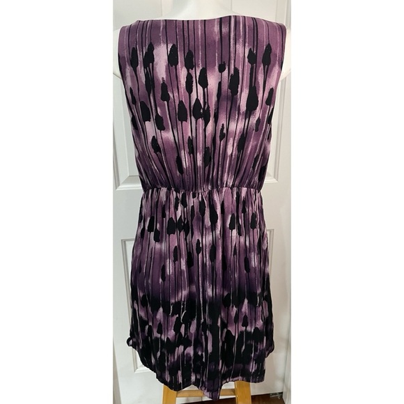 J. Jill Purple Black Sleeveless Rayon Elastic Waist Blouson Tank Dress Size PM - Picture 4 of 5